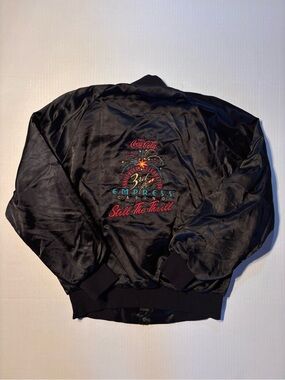 Vtg West Ark Empress Casino Coca Cola 90’s USA Black Satin Bomber Jacket Sz M